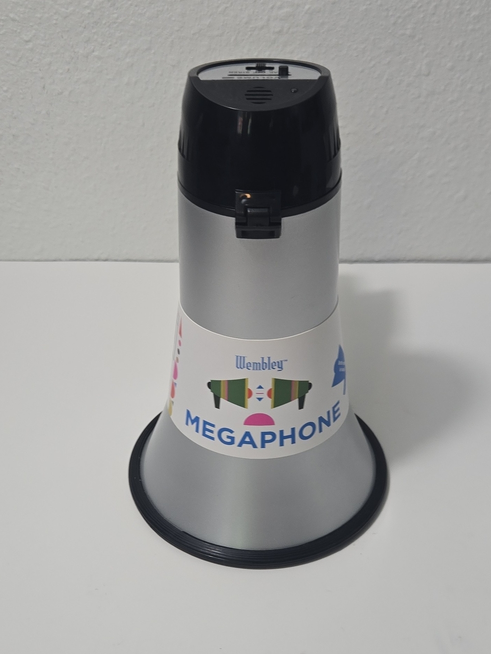 Wembley Silver Megaphone with Black Trim and Blue Logo